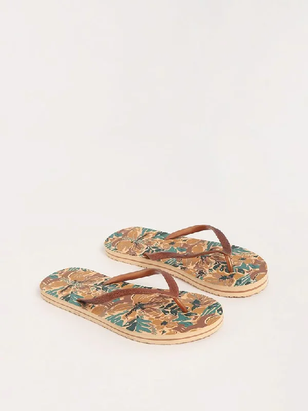 Women's belt - looped work pants Stretch women jeans for enhanced mobility and comfort LUNA BLU Brown Floral Flip-Flop Women's belt - looped work pants Stretch women jeans for enhanced mobility and comfort LUNA BLU Brown Floral Flip-Flop