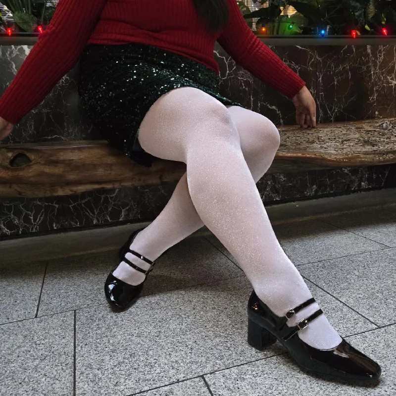 Women's Glitter Tights Lux Sparkle Tights - Snowball