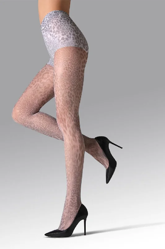 Women's Denim Look Tights Neutral Animal Printed Sheer Tights