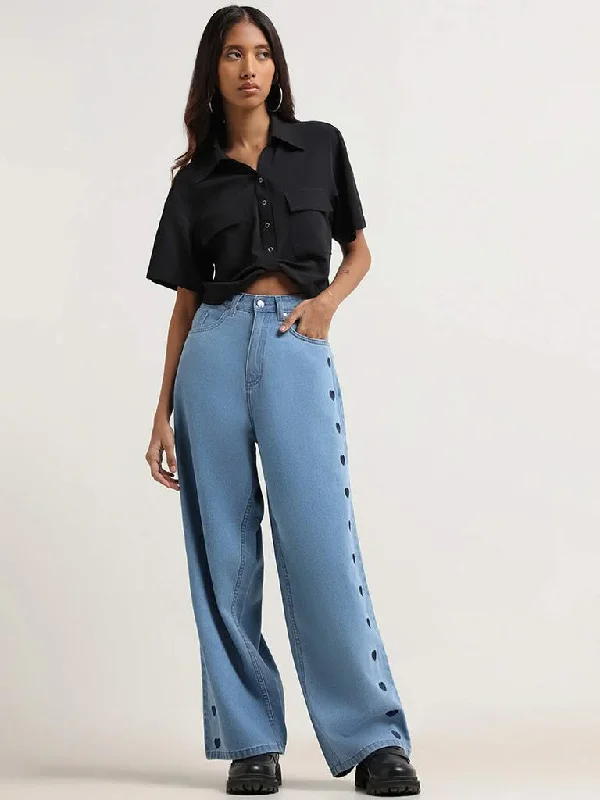 Women's expensive designer pants Dark - wash women jeans for a sophisticated and slimming effect Nuon Blue Relaxed - Fit High - Rise Jeans Women's expensive designer pants Dark - wash women jeans for a sophisticated and slimming effect Nuon Blue Relaxed - Fit High - Rise Jeans