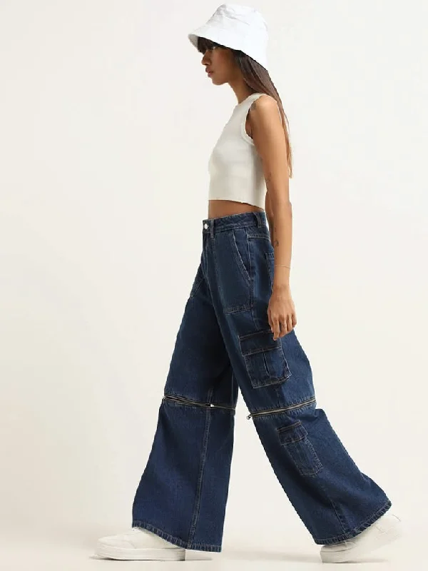 Women's polka - dot dressy pants Distressed women jeans for a trendy and edgy look Nuon Blue Relaxed - Fit Mid Rise Jeans Women's polka - dot dressy pants Distressed women jeans for a trendy and edgy look Nuon Blue Relaxed - Fit Mid Rise Jeans