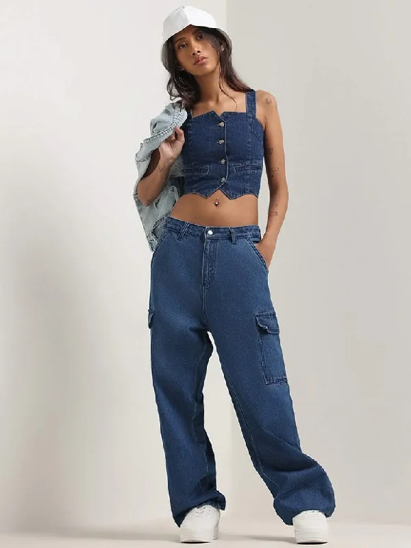 Women's long - length casual pants Straight - leg women jeans with a classic and timeless appeal Nuon Blue Relaxed - Fit Mid Rise Jeans Women's long - length casual pants Straight - leg women jeans with a classic and timeless appeal Nuon Blue Relaxed - Fit Mid Rise Jeans