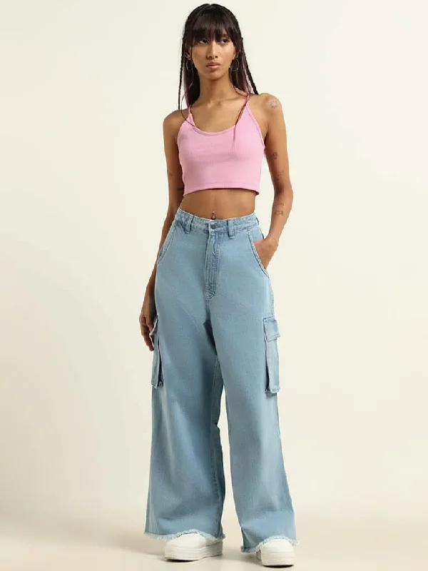 Women's printed floral pants High - waisted women jeans for a flattering silhouette Nuon Blue Wide Leg - Fit Mid - Rise Jeans Women's printed floral pants High - waisted women jeans for a flattering silhouette Nuon Blue Wide Leg - Fit Mid - Rise Jeans