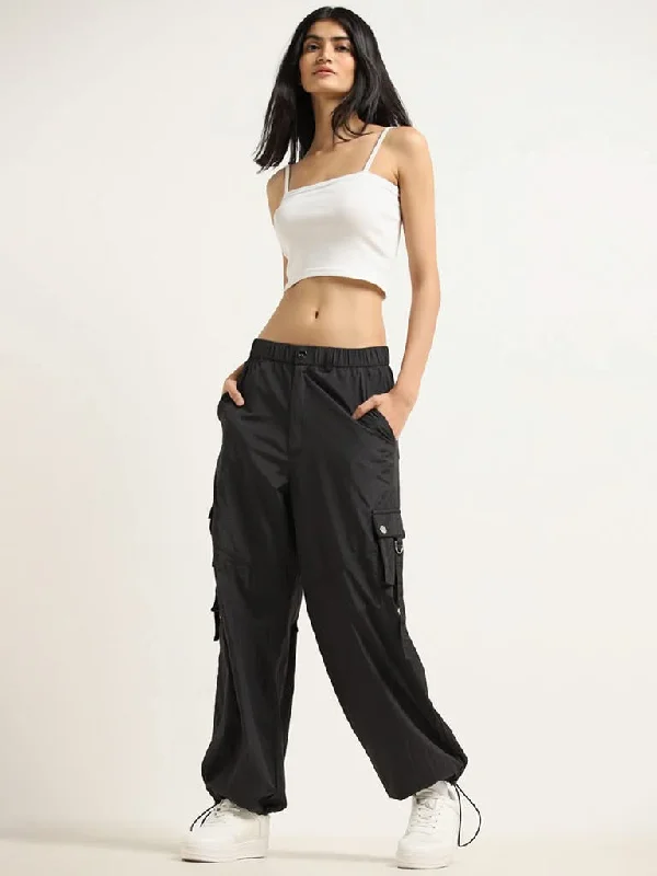 Women's tassel - adorned boho pants Embellished women jeans with studs or rhinestones for a glamorous touch Nuon Plain Black Cargo Pants Women's tassel - adorned boho pants Embellished women jeans with studs or rhinestones for a glamorous touch Nuon Plain Black Cargo Pants