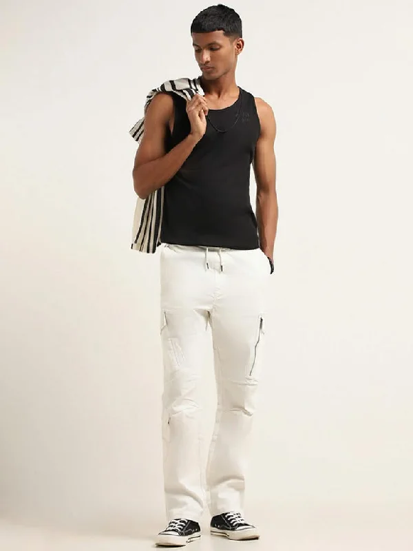 Women's spring - fresh floral pants Skinny women jeans with a form - fitting design Nuon White Cotton Blend Relaxed Fit Cargo Pants Women's spring - fresh floral pants Skinny women jeans with a form - fitting design Nuon White Cotton Blend Relaxed Fit Cargo Pants