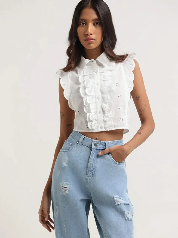 Women's pants for cycling Jeggings women jeans combining the comfort of leggings and style of jeans Nuon White Cotton Shifflie Crop Top Women's pants for cycling Jeggings women jeans combining the comfort of leggings and style of jeans Nuon White Cotton Shifflie Crop Top