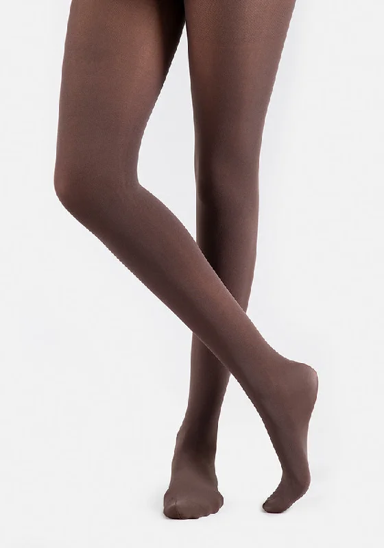 Women's Tights with Heart Prints Premium 50 Denier Tights Chocolate