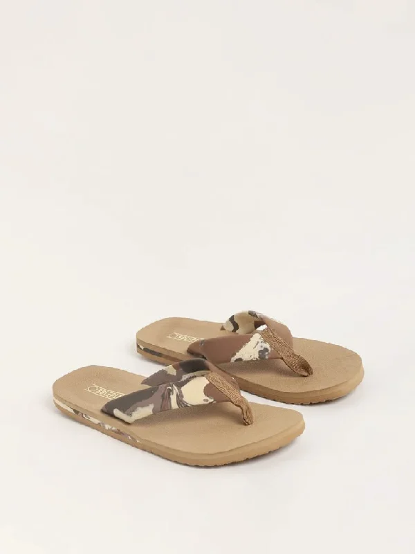 Women's nursing work pants Straight - leg women jeans with a classic and timeless appeal SOLEPLAY Beige Camouflage Flip-Flop