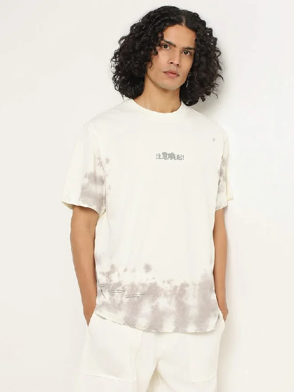 Women's button - fly jeans pants Wide - leg women jeans for a modern and relaxed vibe Studiofit Off-White Tie-Dye Relaxed Fit T-Shirt