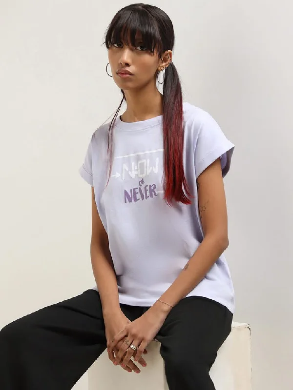 Women's long - sleeve jumpsuit pants Straight - leg women jeans with a classic and timeless appeal Studiofit Purple Slogan Cotton T-Shirt Women's long - sleeve jumpsuit pants Straight - leg women jeans with a classic and timeless appeal Studiofit Purple Slogan Cotton T-Shirt