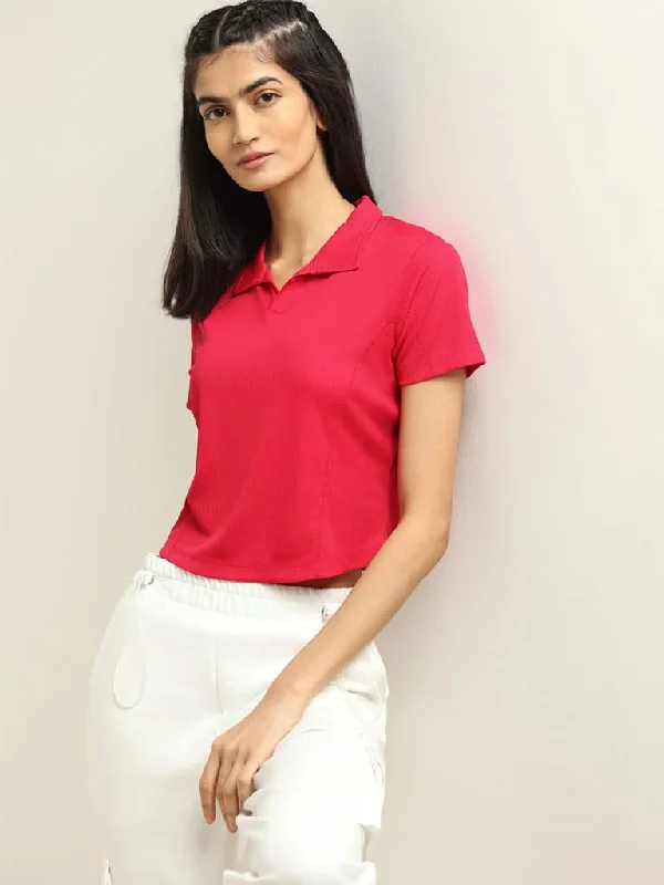 Women's pocket - equipped casual pants Button - fly women jeans with a traditional touch Studiofit Red Collared T-Shirt Women's pocket - equipped casual pants Button - fly women jeans with a traditional touch Studiofit Red Collared T-Shirt