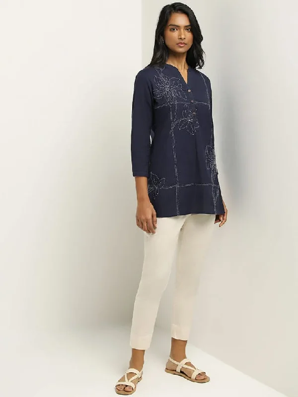 Women's elastic - waist lounge pants Acid - wash women jeans with a retro finish Utsa Blue Kantha Embroidered Blended Linen Kurti Women's elastic - waist lounge pants Acid - wash women jeans with a retro finish Utsa Blue Kantha Embroidered Blended Linen Kurti