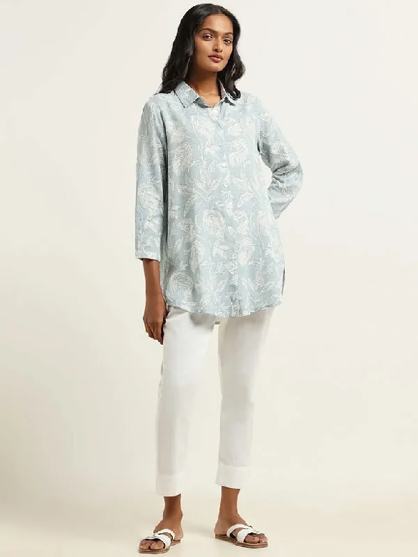 Women's on - sale casual pants Light - wash women jeans for a fresh and summery appearance Utsa Blue Printed Tunic Women's on - sale casual pants Light - wash women jeans for a fresh and summery appearance Utsa Blue Printed Tunic