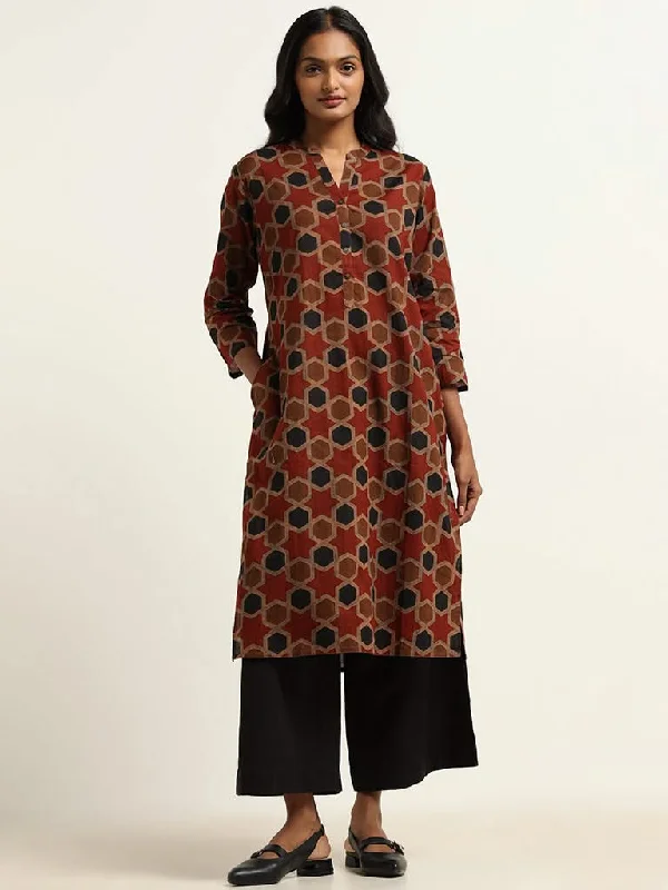 Women's high - waisted yoga pants Skinny women jeans with a form - fitting design Utsa Brown Printed Kurta Women's high - waisted yoga pants Skinny women jeans with a form - fitting design Utsa Brown Printed Kurta