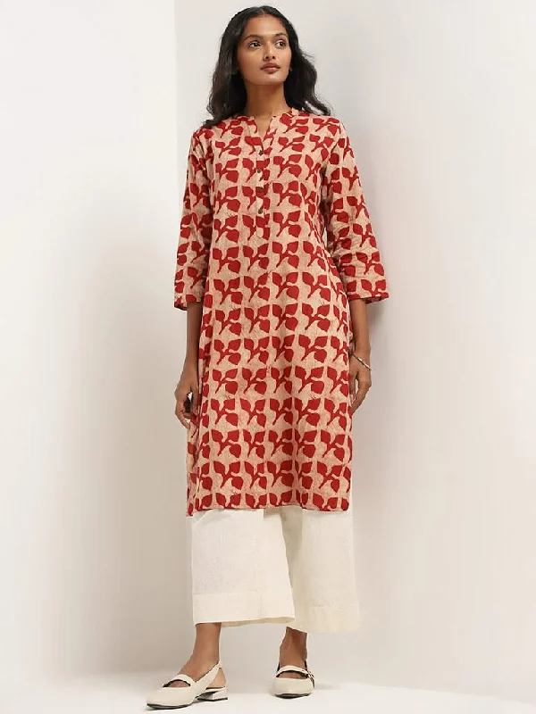 Women's pants for beach parties Straight - leg women jeans with a classic and timeless appeal Utsa Red Printed Kurta Women's pants for beach parties Straight - leg women jeans with a classic and timeless appeal Utsa Red Printed Kurta