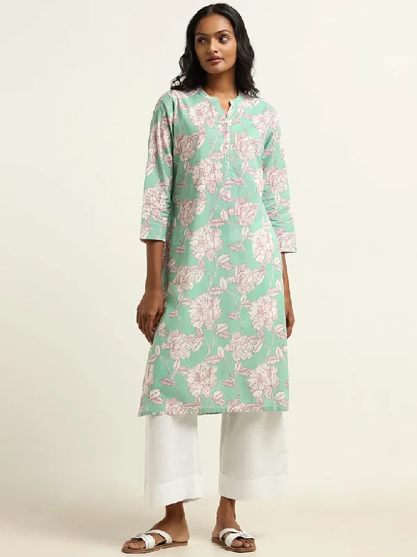 Women's polyester workout pants Button - fly women jeans with a traditional touch Utsa Teal Printed Kurta Women's polyester workout pants Button - fly women jeans with a traditional touch Utsa Teal Printed Kurta