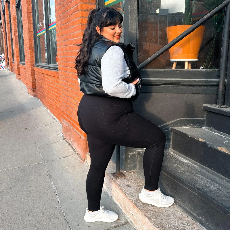 Leopard Print Tights for Women Long Squat Proof Leggings - Black (V2)