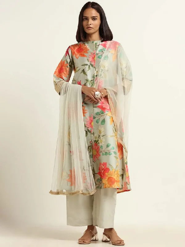 Women's linen summer pants High - rise flare women jeans for a 70s - inspired look Vark Pale Blue Kurta, Palazzos & Dupatta Set Women's linen summer pants High - rise flare women jeans for a 70s - inspired look Vark Pale Blue Kurta, Palazzos & Dupatta Set