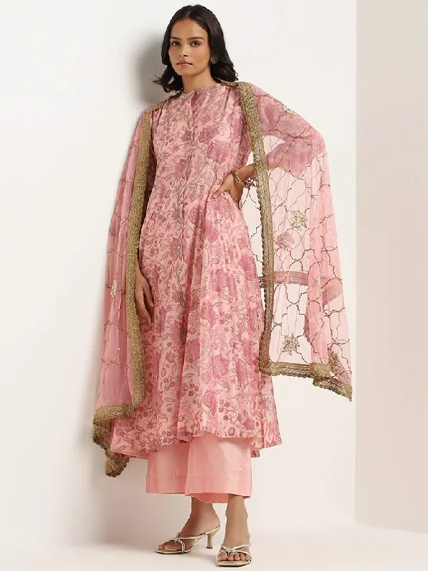Women's tie - dye festival pants Straight - leg women jeans with a classic and timeless appeal Vark Pink Printed Cotton Blend Kurta with Inner, Palazzos and Dupatta Set Women's tie - dye festival pants Straight - leg women jeans with a classic and timeless appeal Vark Pink Printed Cotton Blend Kurta with Inner, Palazzos and Dupatta Set