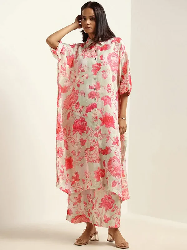 Women's long - length casual pants Straight - leg women jeans with a classic and timeless appeal Vark Pink Printed Kaftan Kurta & Palazzos Set Women's long - length casual pants Straight - leg women jeans with a classic and timeless appeal Vark Pink Printed Kaftan Kurta & Palazzos Set