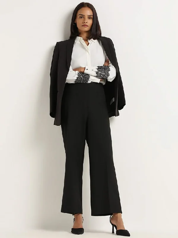Women's winter - warm fleece - lined pants Bootcut women jeans to complement various shoe styles Wardrobe Black Self-Patterned Trousers Women's winter - warm fleece - lined pants Bootcut women jeans to complement various shoe styles Wardrobe Black Self-Patterned Trousers