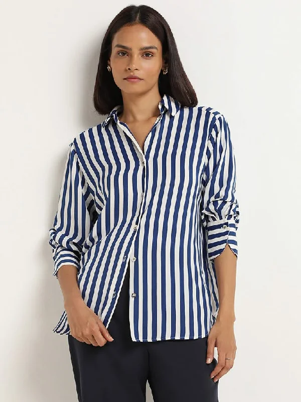Women's spandex stretch pants Cargo women jeans with multiple pockets for added functionality Wardrobe Blue Striped Shirt