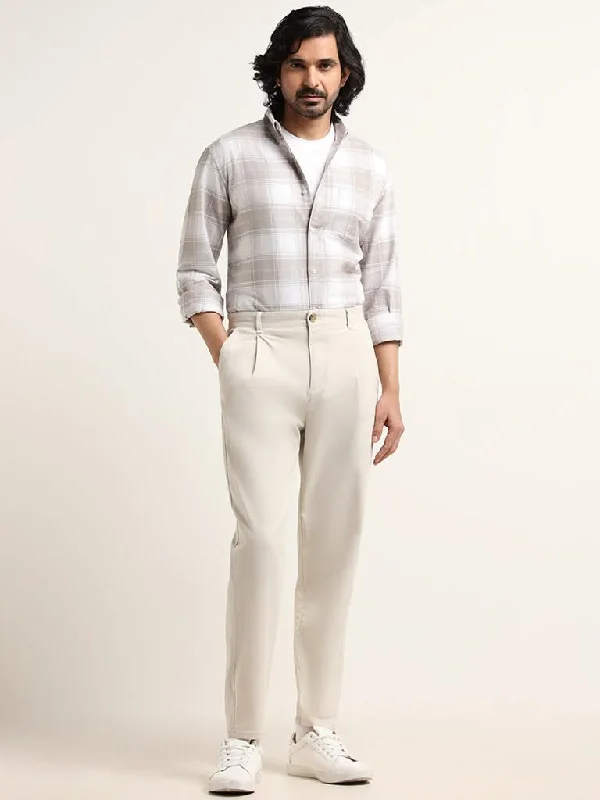 Women's one - piece jumpsuit pants Embroidered women jeans with intricate patterns WES Casuals Beige Relaxed Fit Chinos Women's one - piece jumpsuit pants Embroidered women jeans with intricate patterns WES Casuals Beige Relaxed Fit Chinos