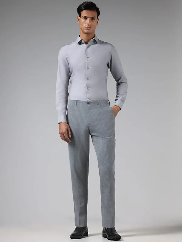 Women's pants for dancing Acid - wash women jeans with a retro finish WES Formals Grey Striped Slim Tapered Trousers