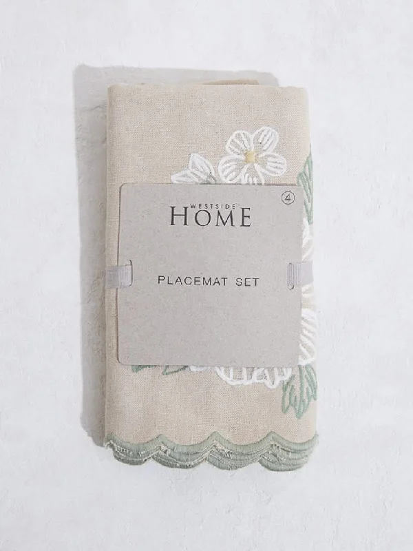 Women's straight - leg lounge pants Mom jeans for a nostalgic and casual look Westside Home Beige Floral Detailed Placemats - (Set of 4) Women's straight - leg lounge pants Mom jeans for a nostalgic and casual look Westside Home Beige Floral Detailed Placemats - (Set of 4)