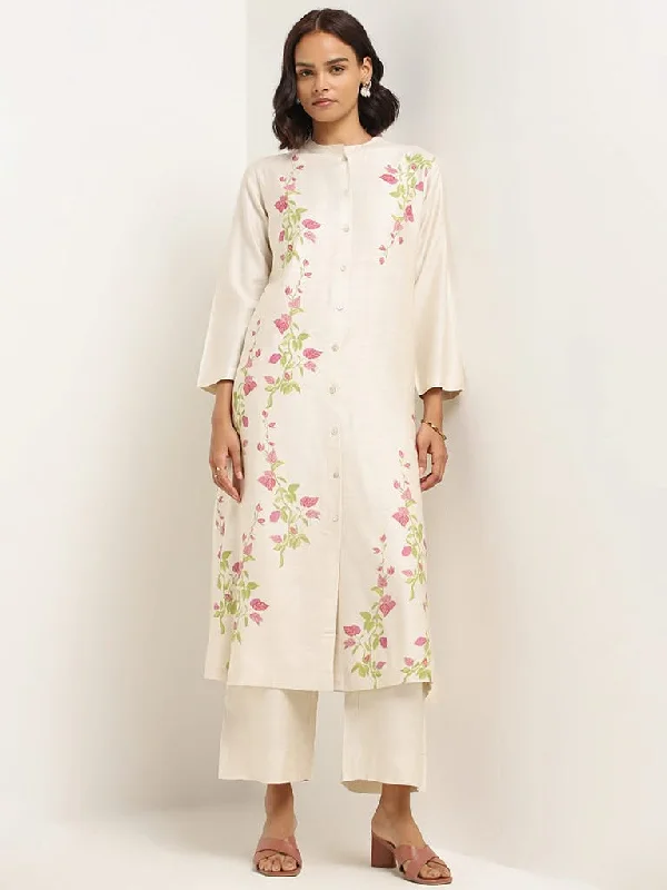 Women's pants for snowboarding Button - fly women jeans with a traditional touch Zuba Off-White Printed Kurta Women's pants for snowboarding Button - fly women jeans with a traditional touch Zuba Off-White Printed Kurta